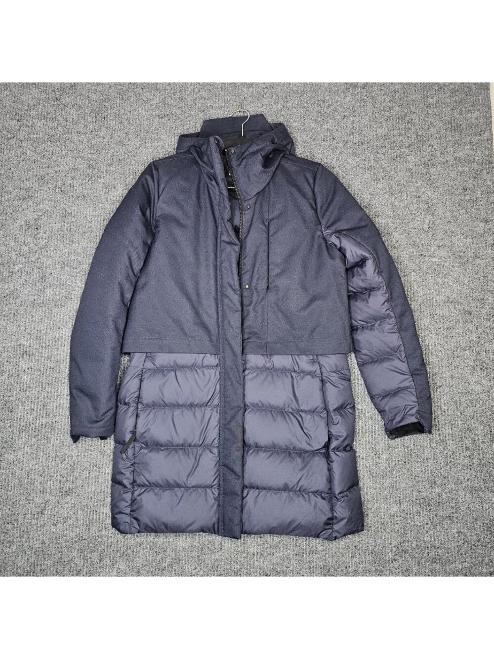 Adidas Climawarm Down Navy Blue Womens Coat Long Jacket Parka w/ Hood sz S
